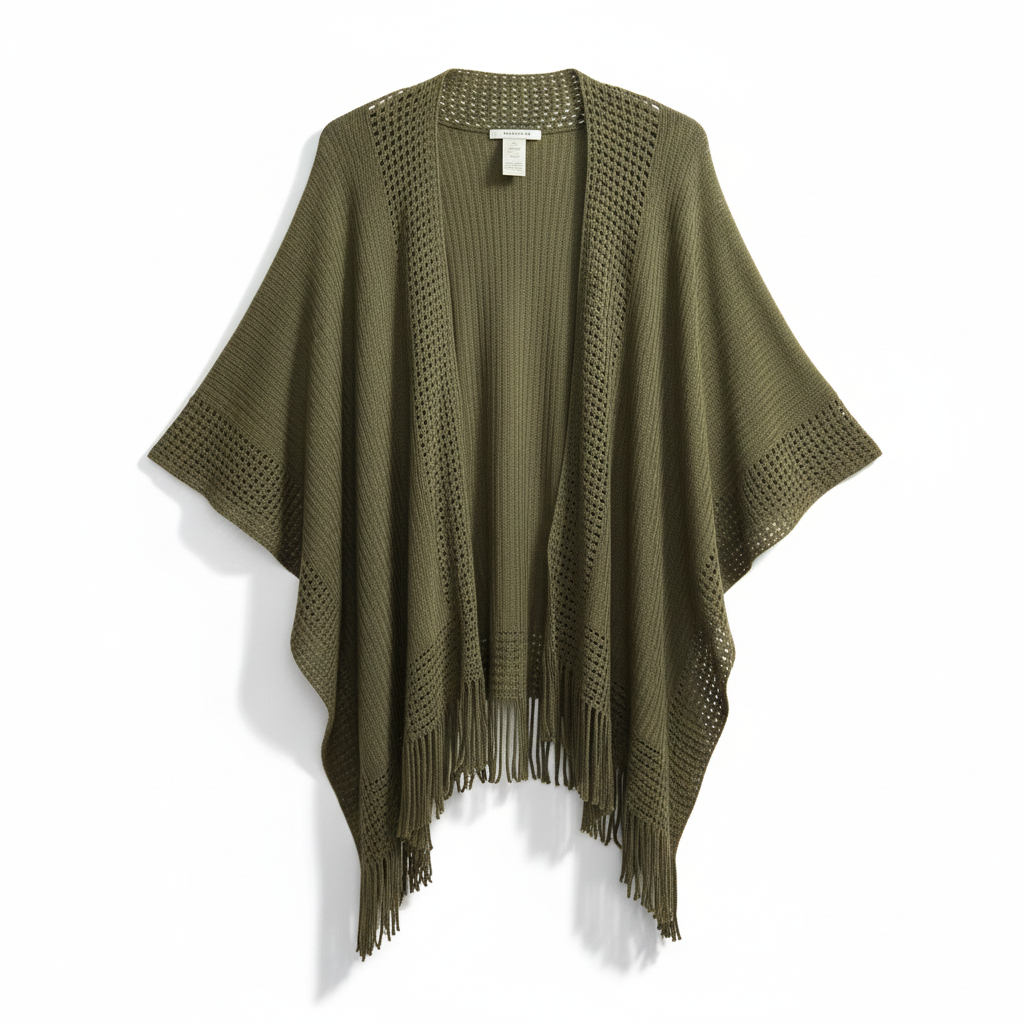 Women’s Max Studio Fringe Knit Poncho Sweater