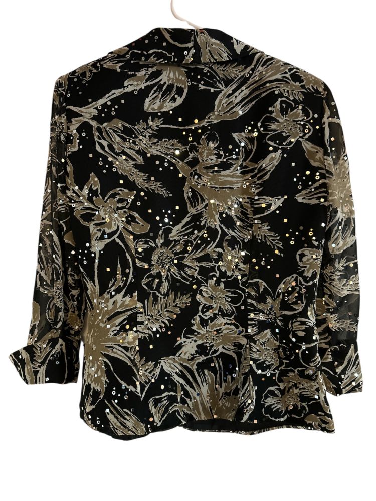 Women's Onyx Nite Blazer - Floral with Sheer Sleeves