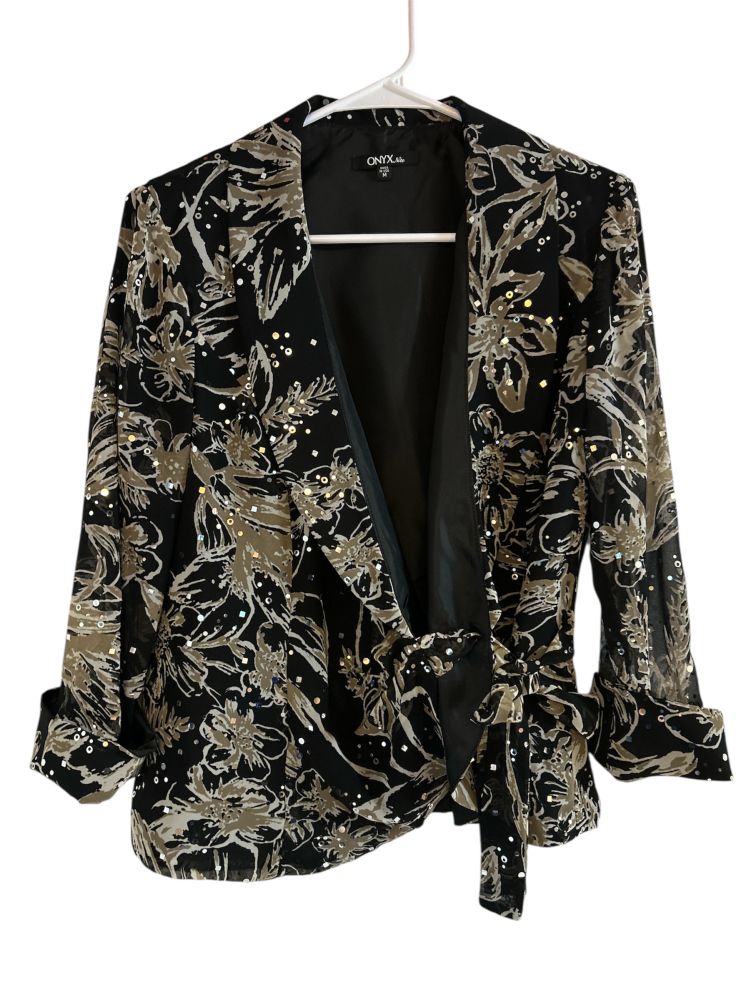 Women's Onyx Nite Blazer - Floral with Sheer Sleeves
